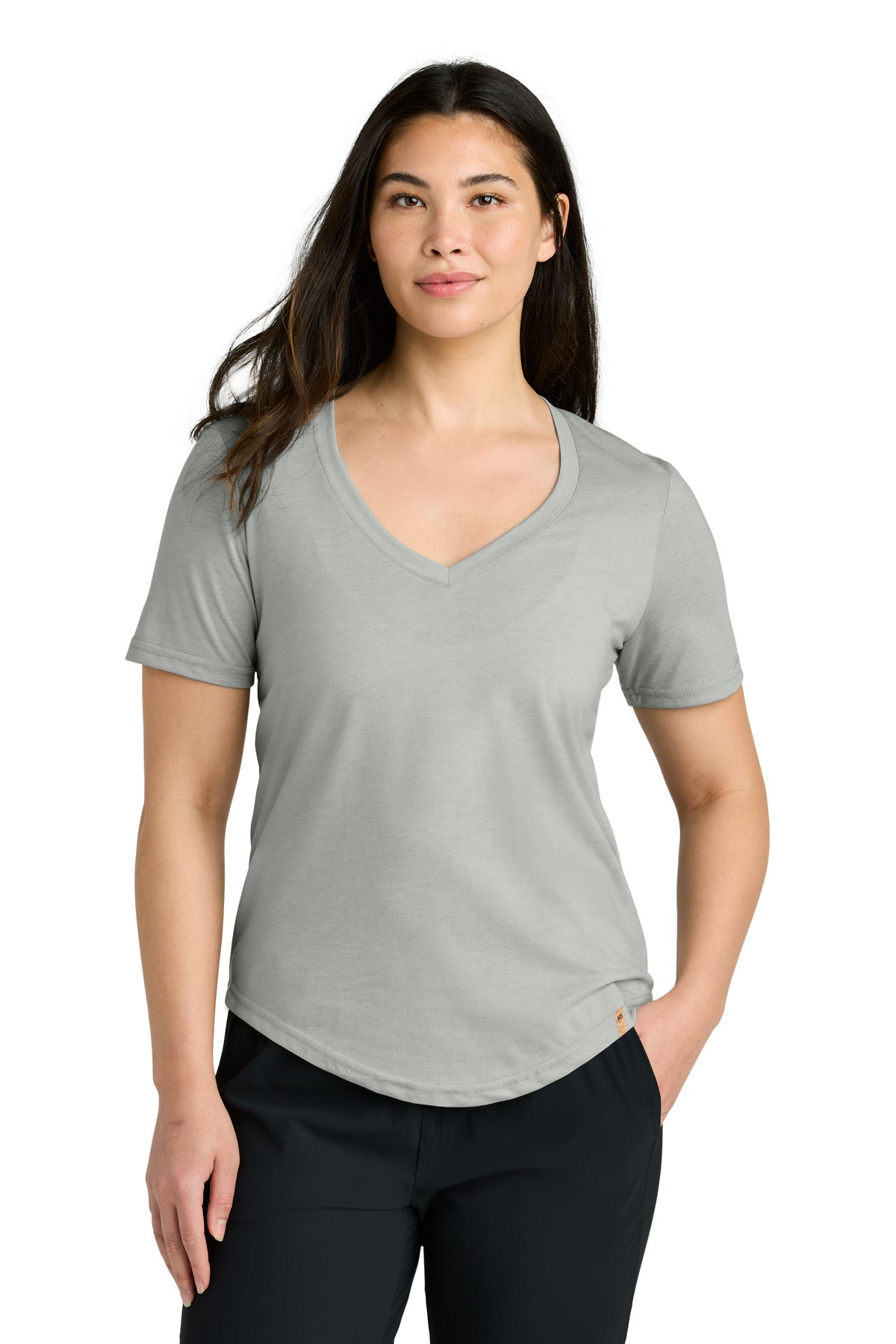 tentree Women's TreeBlend V-Neck T-Shirt TTCW5646 Hi Rise Grey Heather