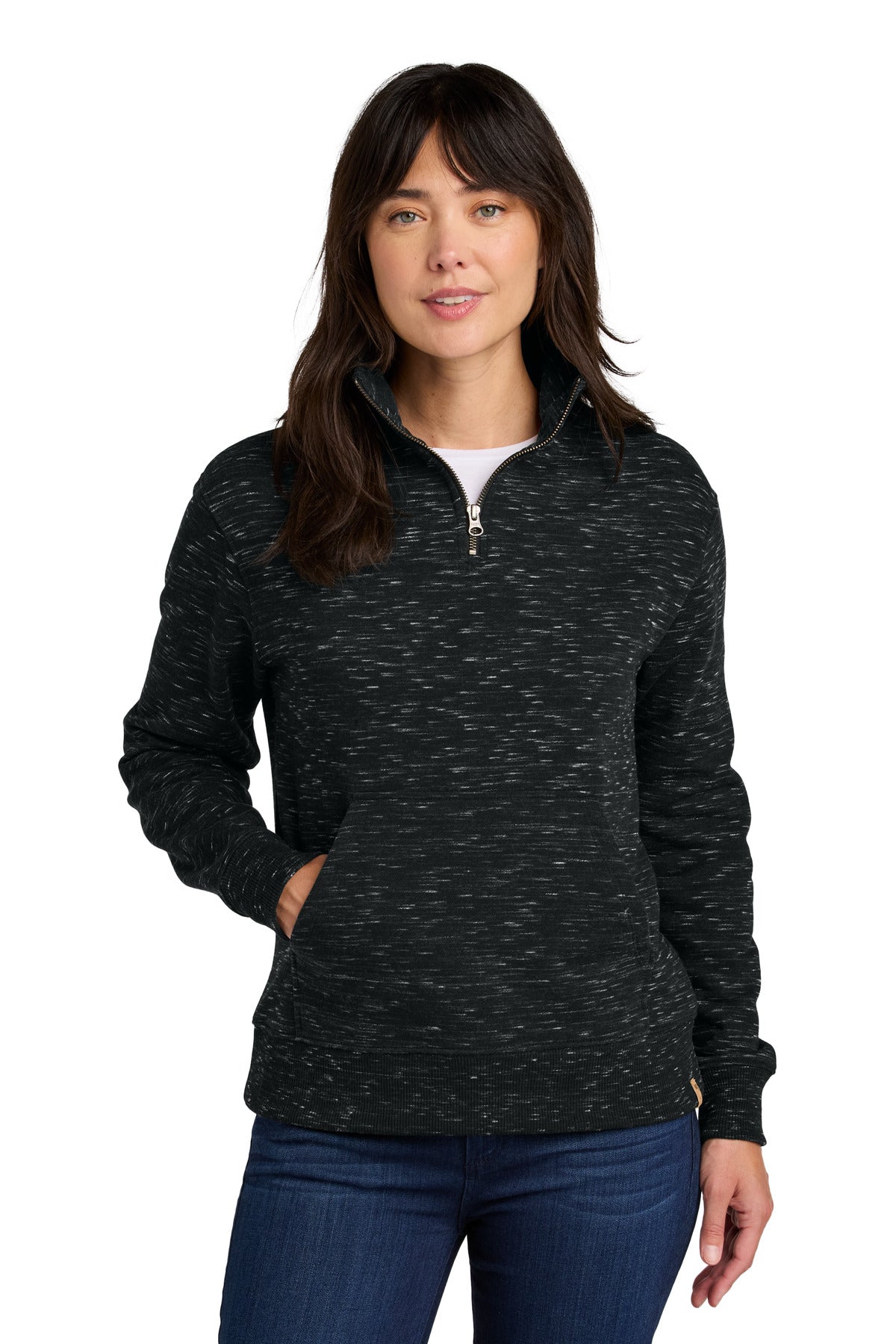 tentree Women's Space Dye Fleece 1/4-Zip TTCW6108 Meteorite Black Space Dye