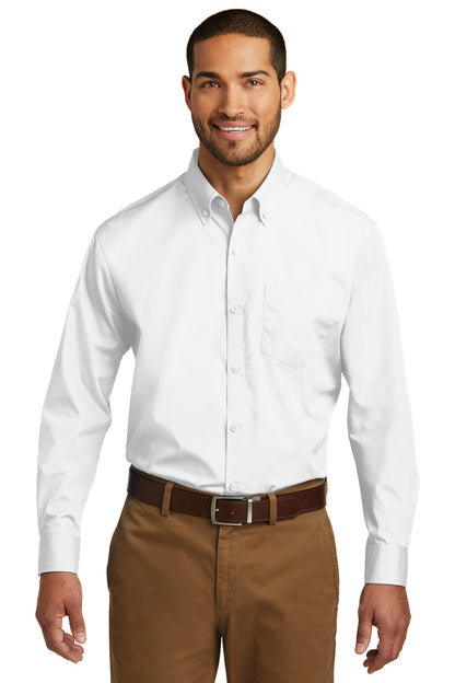Port Authority Tall Long Sleeve Carefree Poplin Shirt. TW100 White Tall