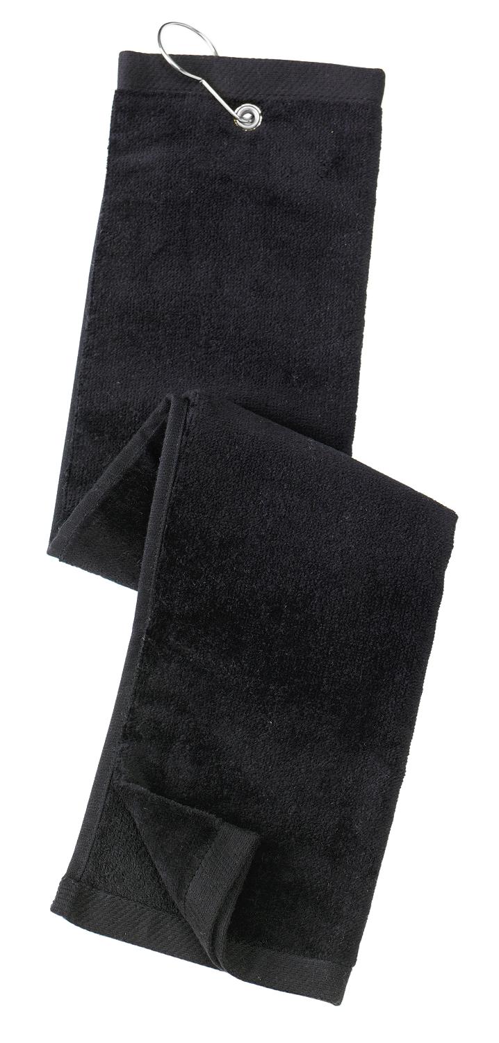 Port Authority Grommeted Tri-Fold Golf Towel TW50 Black