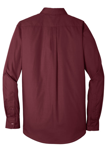 Port Authority Long Sleeve Carefree Poplin Shirt. W100 Burgundy