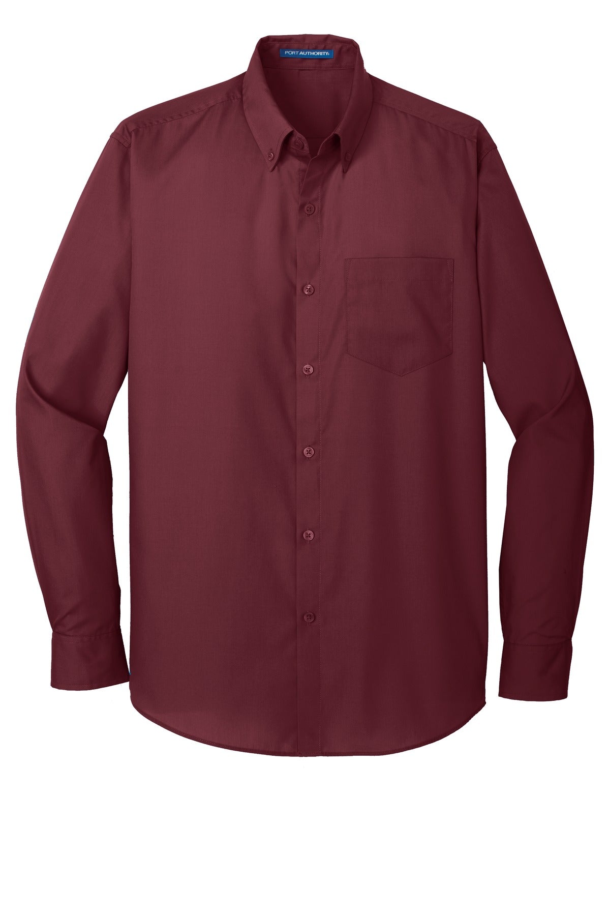Port Authority Long Sleeve Carefree Poplin Shirt. W100 Burgundy