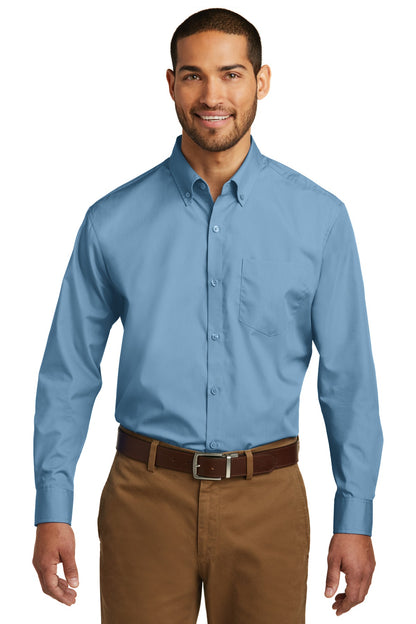 Port Authority Long Sleeve Carefree Poplin Shirt. W100 Carolina Blue