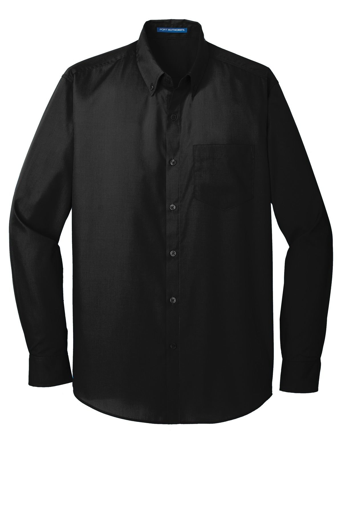 Port Authority Long Sleeve Carefree Poplin Shirt. W100 Deep Black