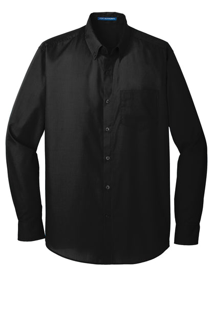 Port Authority Long Sleeve Carefree Poplin Shirt. W100 Deep Black