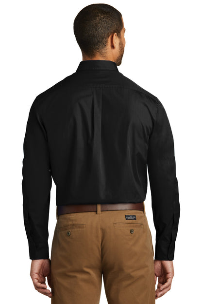 Port Authority Long Sleeve Carefree Poplin Shirt. W100 Deep Black