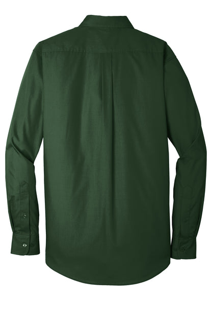 Port Authority Long Sleeve Carefree Poplin Shirt. W100 Deep Forest Green