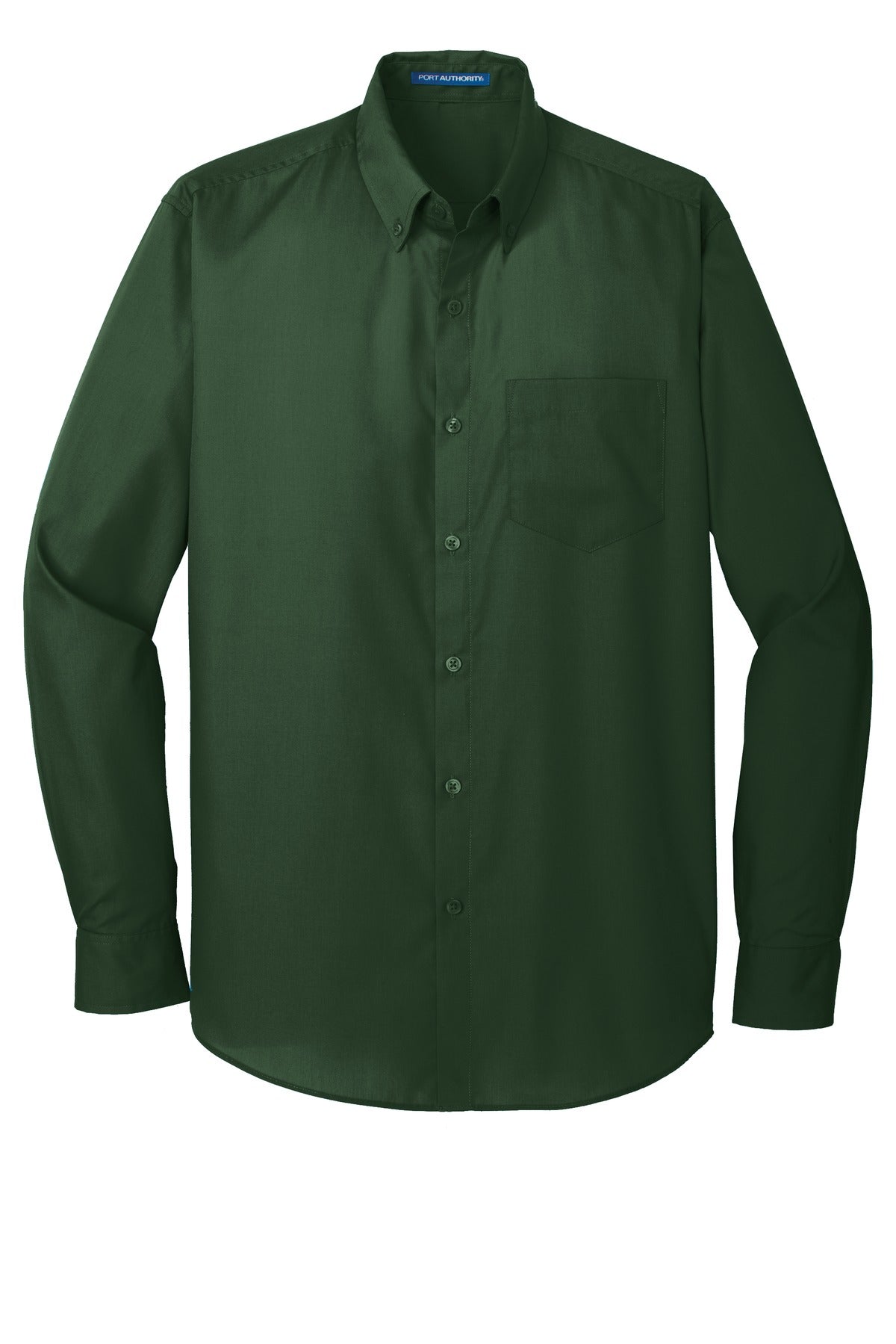Port Authority Long Sleeve Carefree Poplin Shirt. W100 Deep Forest Green