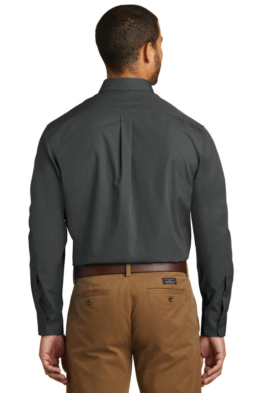 Port Authority Long Sleeve Carefree Poplin Shirt. W100 Graphite