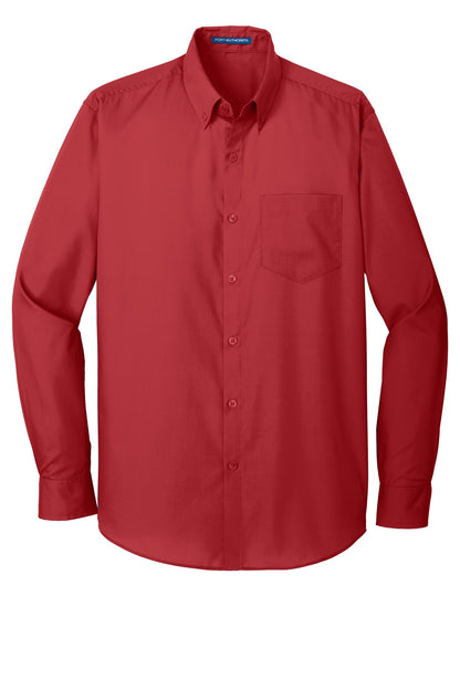 Port Authority Long Sleeve Carefree Poplin Shirt. W100 Rich Red