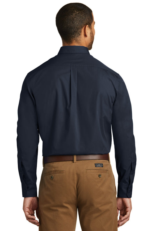 Port Authority Long Sleeve Carefree Poplin Shirt. W100 River Blue Navy