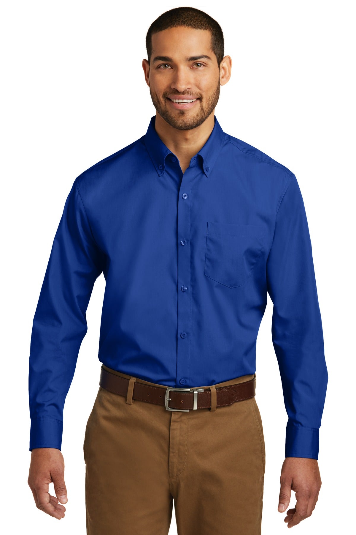 Port Authority Long Sleeve Carefree Poplin Shirt W100 True Royal