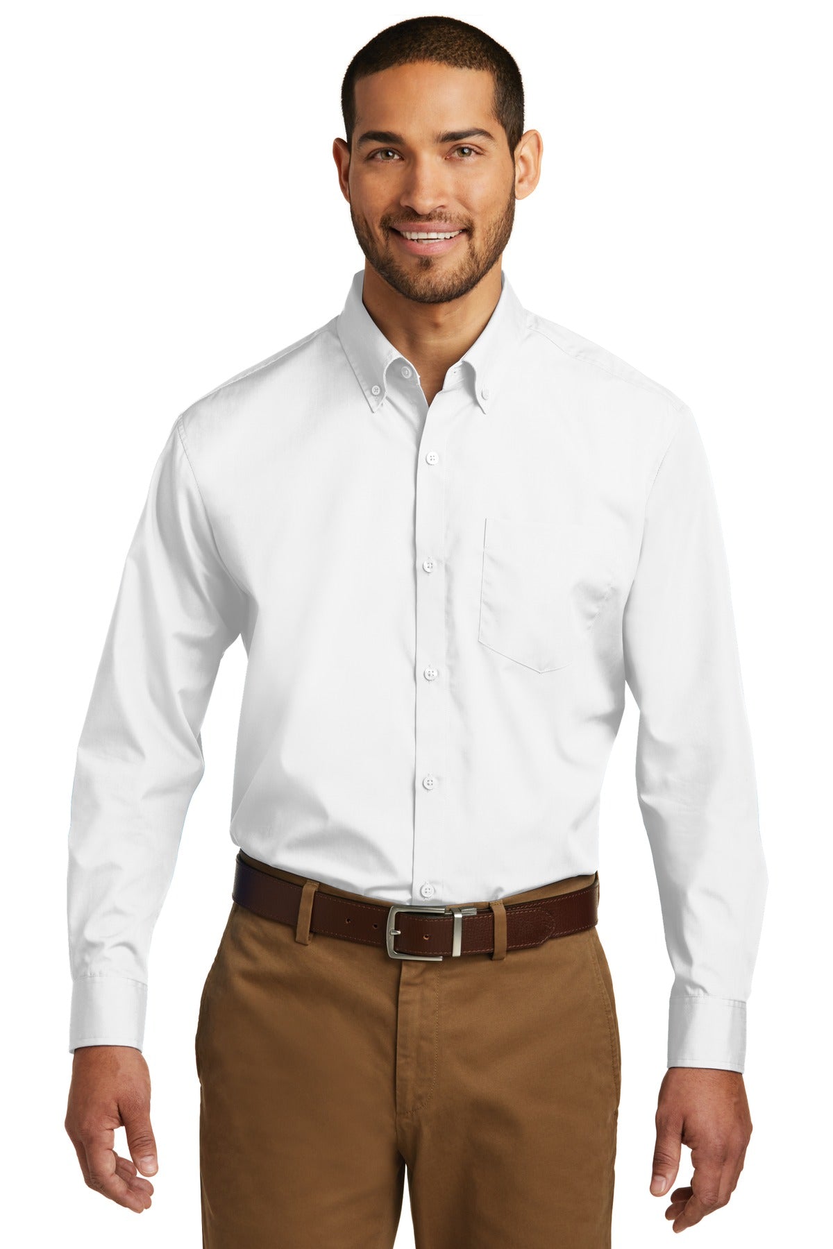 Port Authority Long Sleeve Carefree Poplin Shirt. W100 White