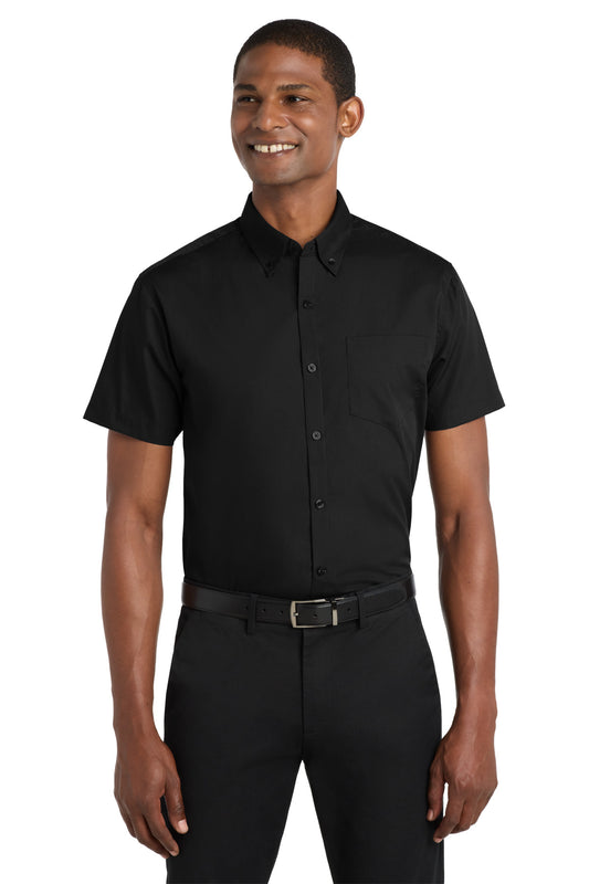 Port Authority Short Sleeve Carefree Poplin Shirt W101 Deep Black