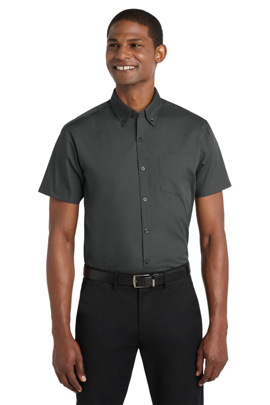 Port Authority Short Sleeve Carefree Poplin Shirt W101 Graphite