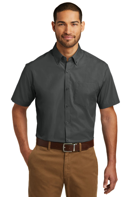 Port Authority Short Sleeve Carefree Poplin Shirt. W101 Graphite