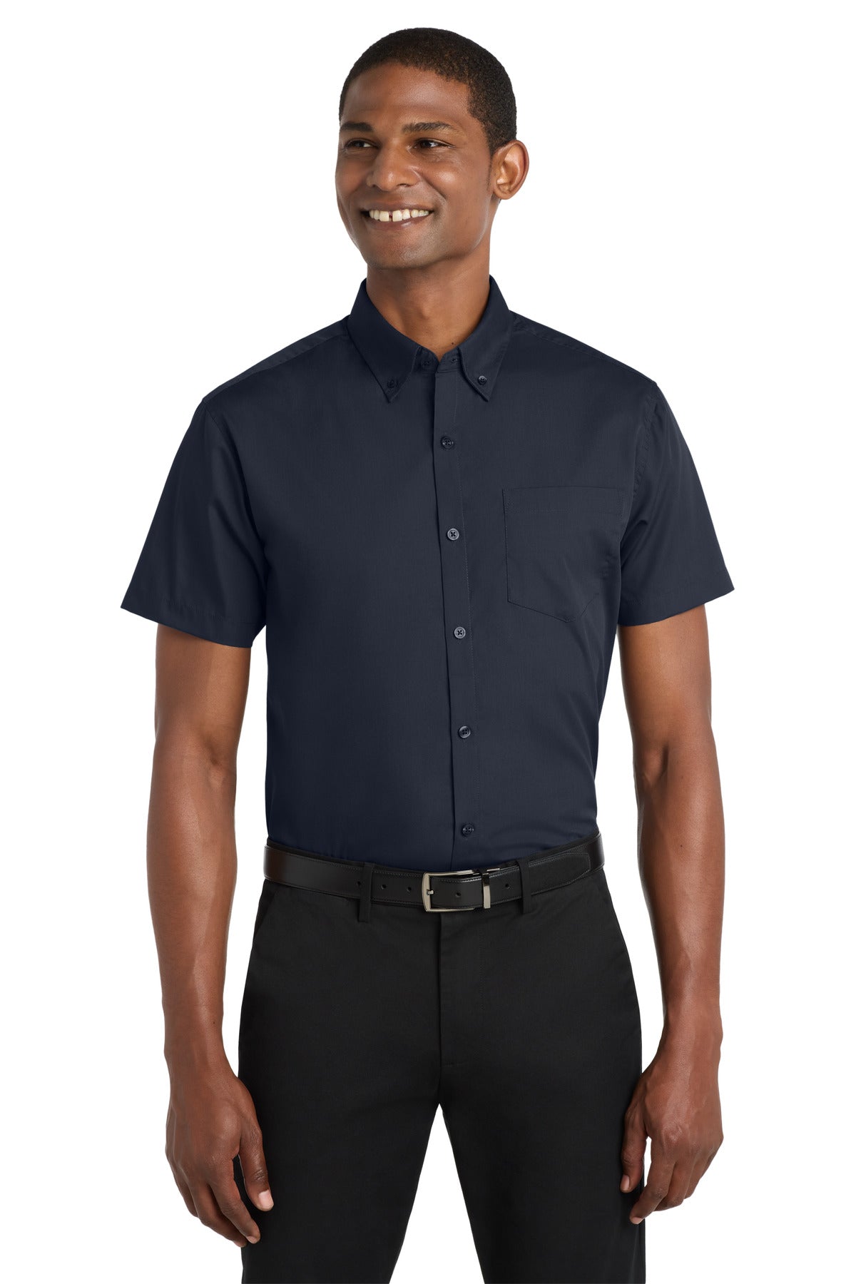 Port Authority Short Sleeve Carefree Poplin Shirt W101 River Blue Navy