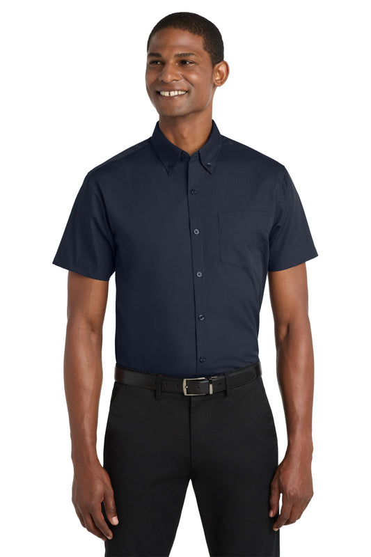 Port Authority Short Sleeve Carefree Poplin Shirt W101 River Blue Navy