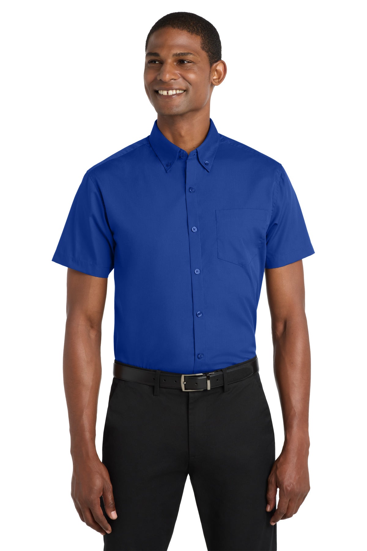 Port Authority Short Sleeve Carefree Poplin Shirt W101 True Royal