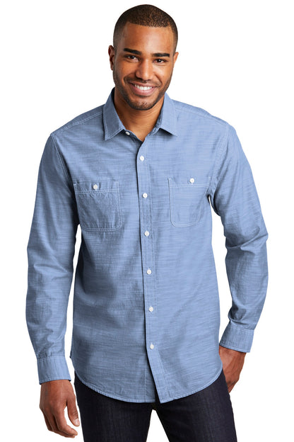 Port Authority Slub Chambray Shirt. W380 Light Blue