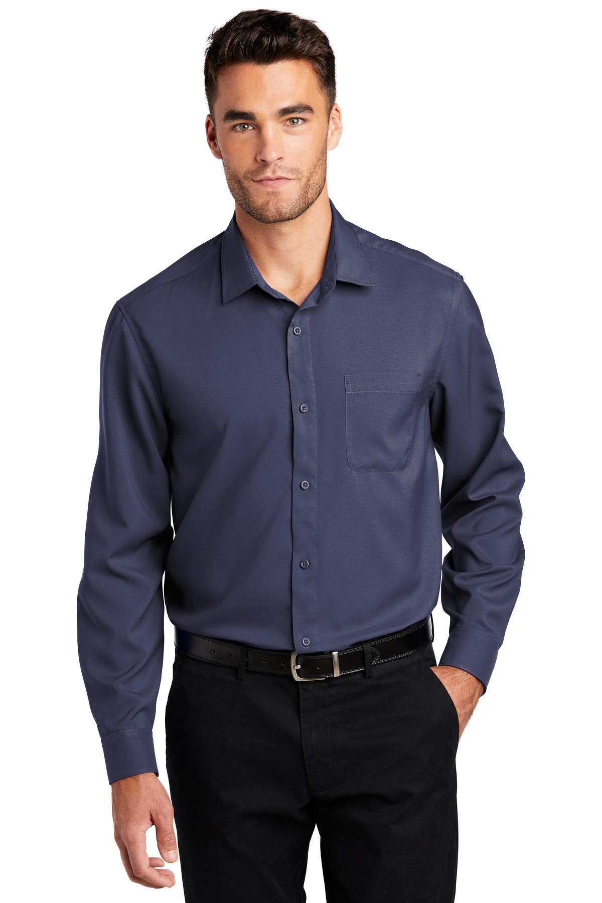 Port Authority  Long Sleeve Performance Staff Shirt W401 True Navy