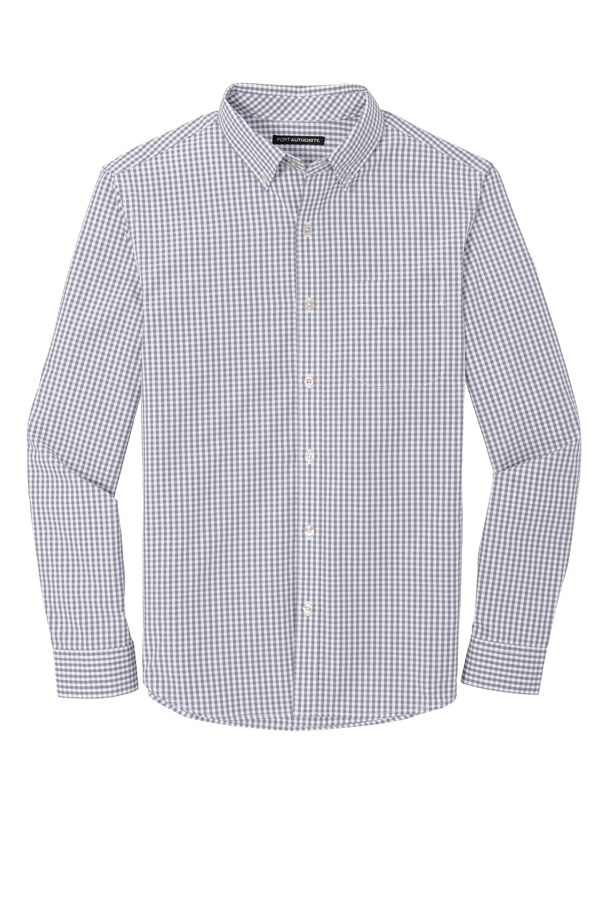 Port Authority Broadcloth Gingham Easy Care Shirt W644 Gusty Grey/ White