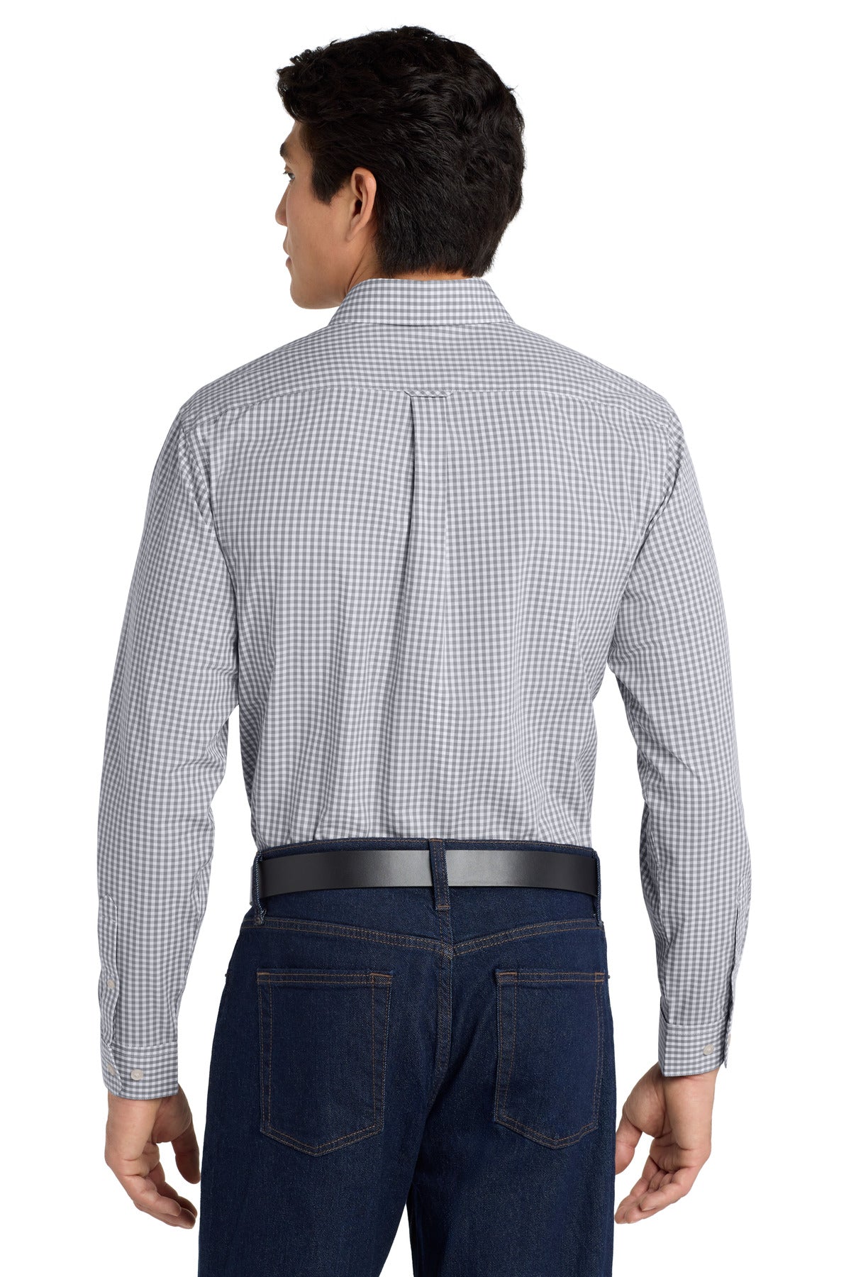 Port Authority Broadcloth Gingham Easy Care Shirt W644 Gusty Grey/ White