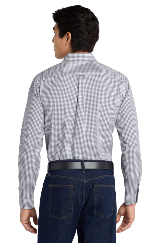 Port Authority Broadcloth Gingham Easy Care Shirt W644 Gusty Grey/ White