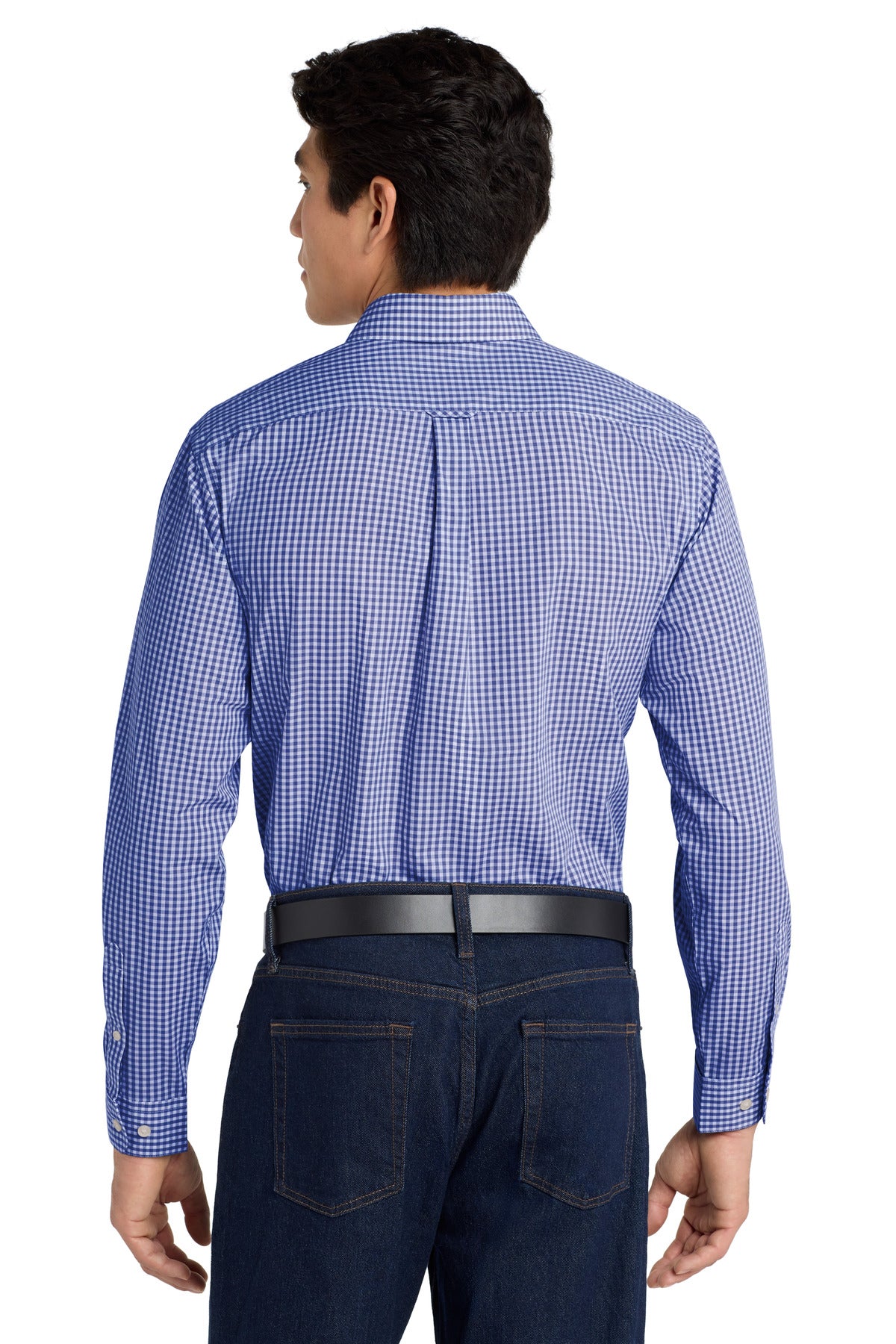 Port Authority Broadcloth Gingham Easy Care Shirt W644 True Royal/ White
