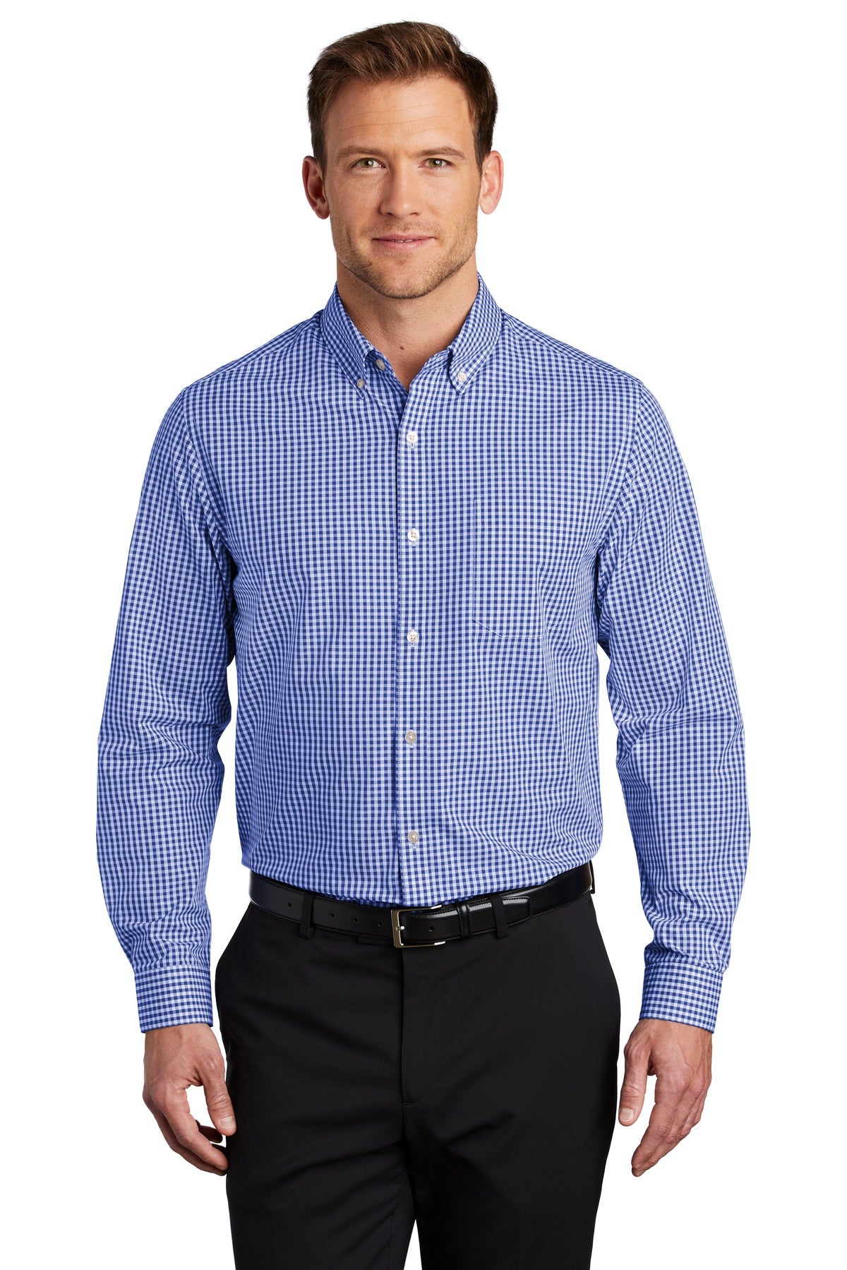 Port Authority  Broadcloth Gingham Easy Care Shirt W644 True Royal/ White