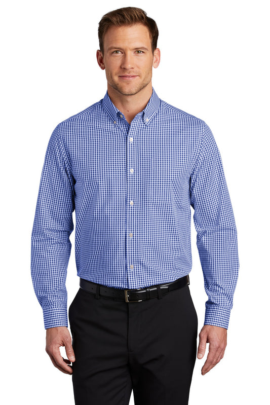 Port Authority  Broadcloth Gingham Easy Care Shirt W644 True Royal/ White
