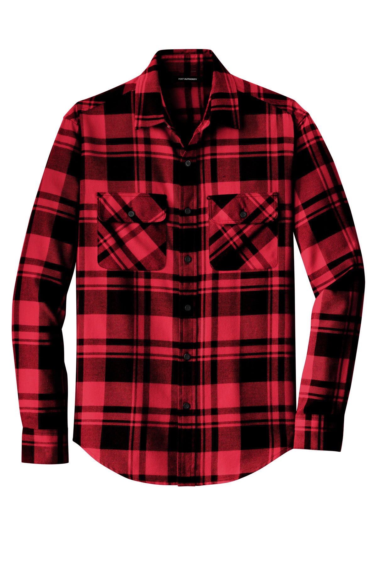 Port Authority Plaid Flannel Shirt. W668 Engine Red/ Black