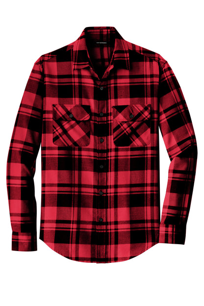 Port Authority Plaid Flannel Shirt. W668 Engine Red/ Black