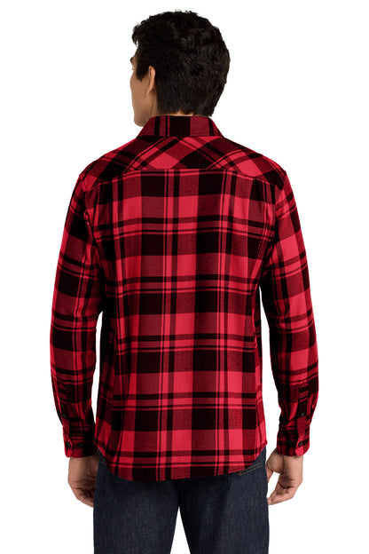 Port Authority Plaid Flannel Shirt. W668 Engine Red/ Black