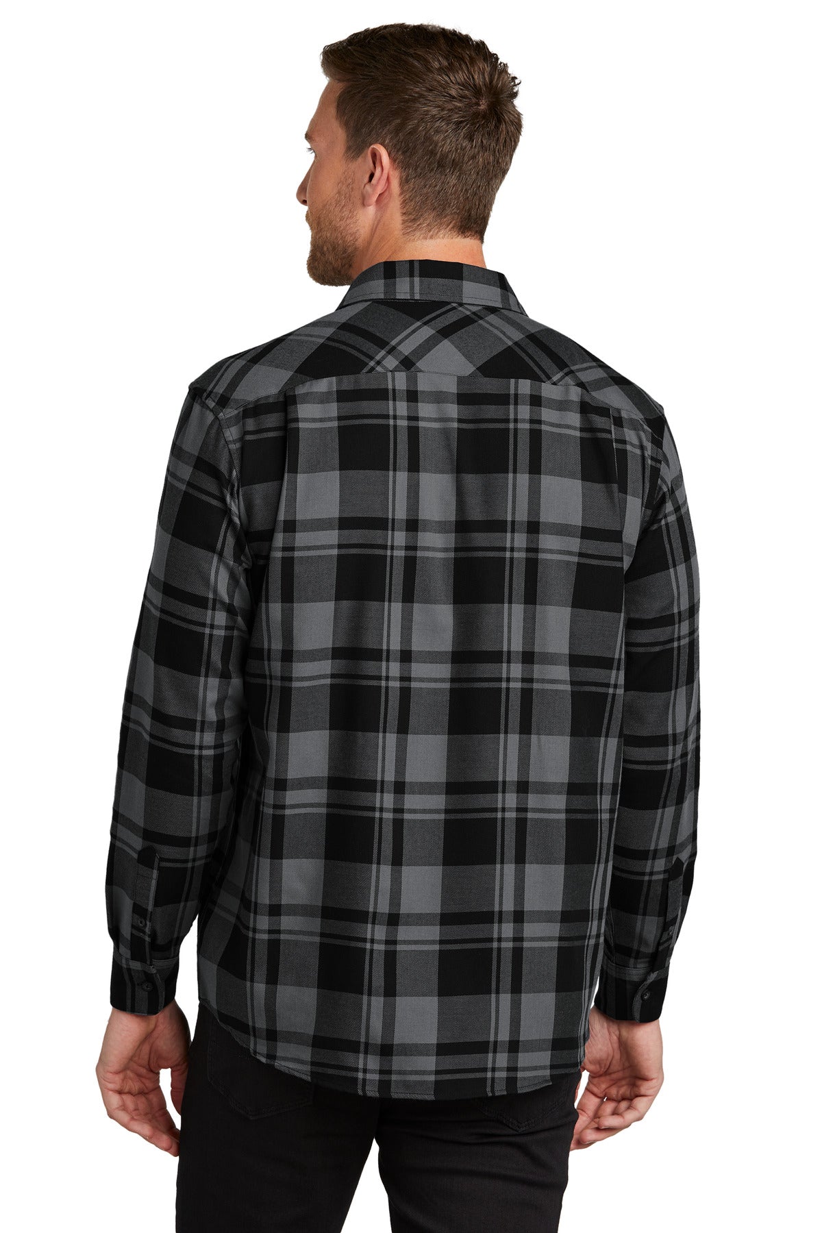 Port Authority Plaid Flannel Shirt. W668 Grey/ Black