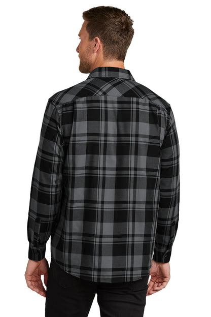 Port Authority Plaid Flannel Shirt. W668 Grey/ Black