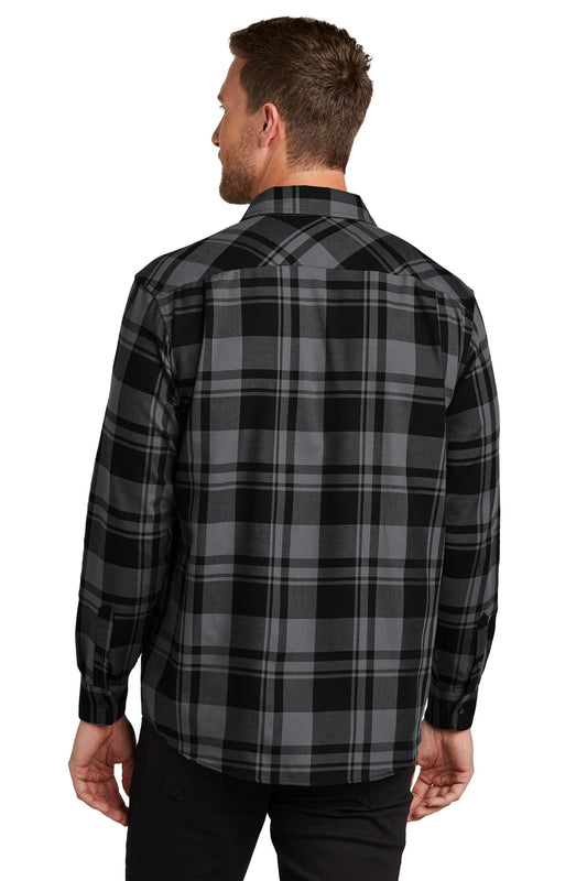 Port Authority Plaid Flannel Shirt. W668 Grey/ Black