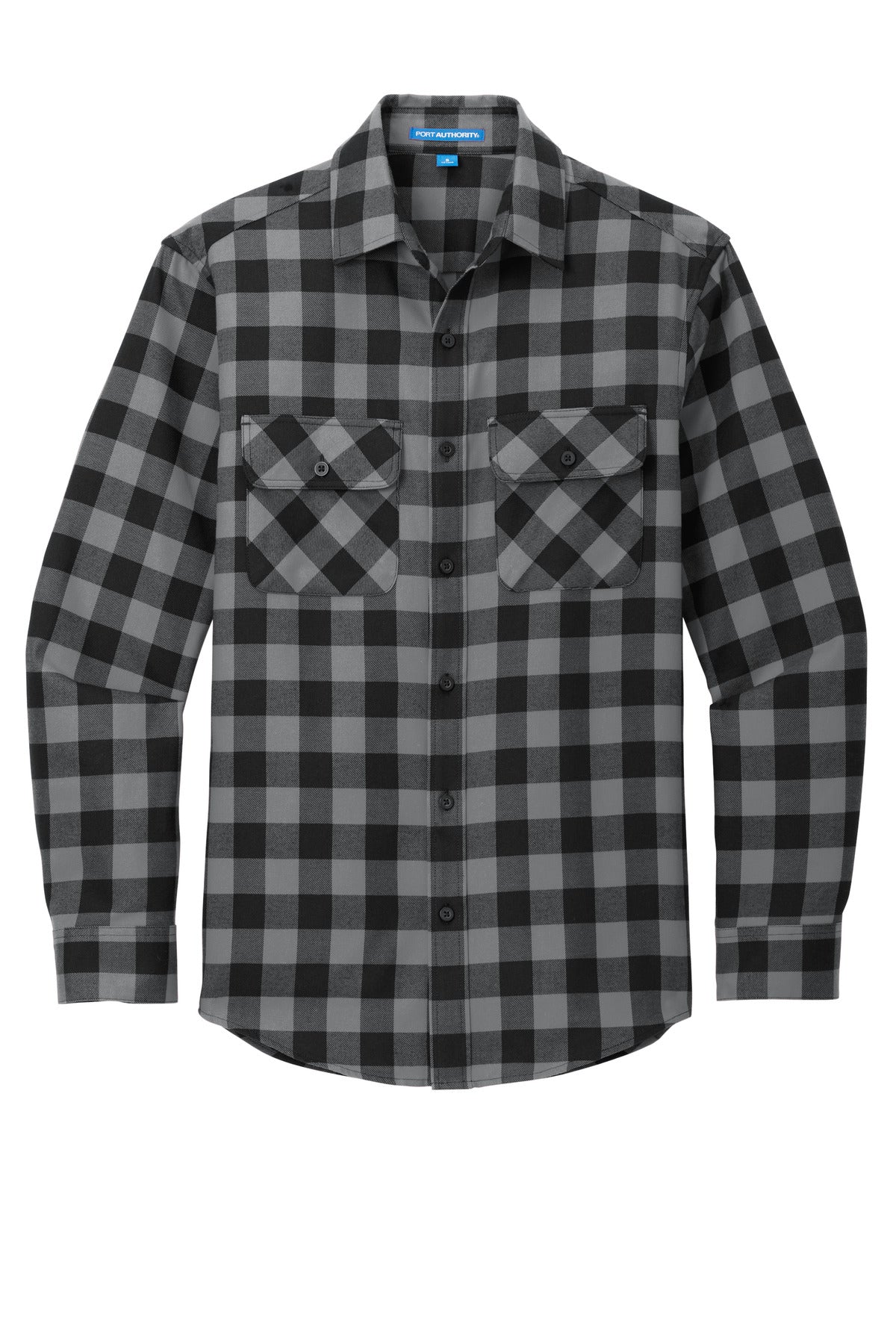 Port Authority Plaid Flannel Shirt. W668 Grey/ Black Buffalo Check