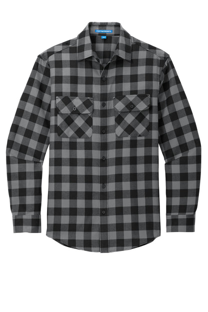 Port Authority Plaid Flannel Shirt. W668 Grey/ Black Buffalo Check