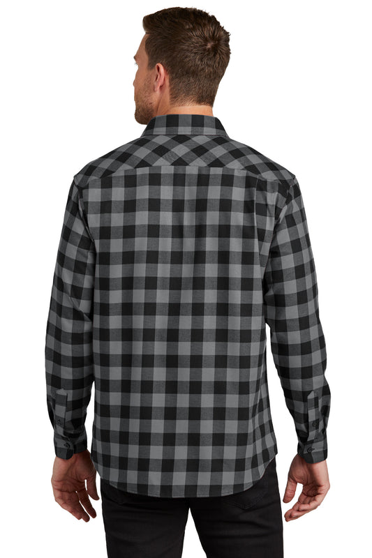 Port Authority Plaid Flannel Shirt. W668 Grey/ Black Buffalo Check