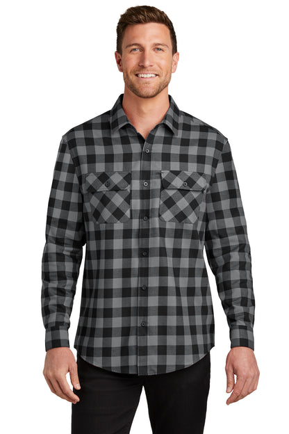 Port Authority Plaid Flannel Shirt. W668 Grey/ Black Buffalo Check