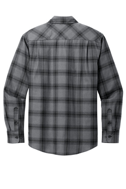 Port Authority Plaid Flannel Shirt. W668 Grey/ Black Open Plaid
