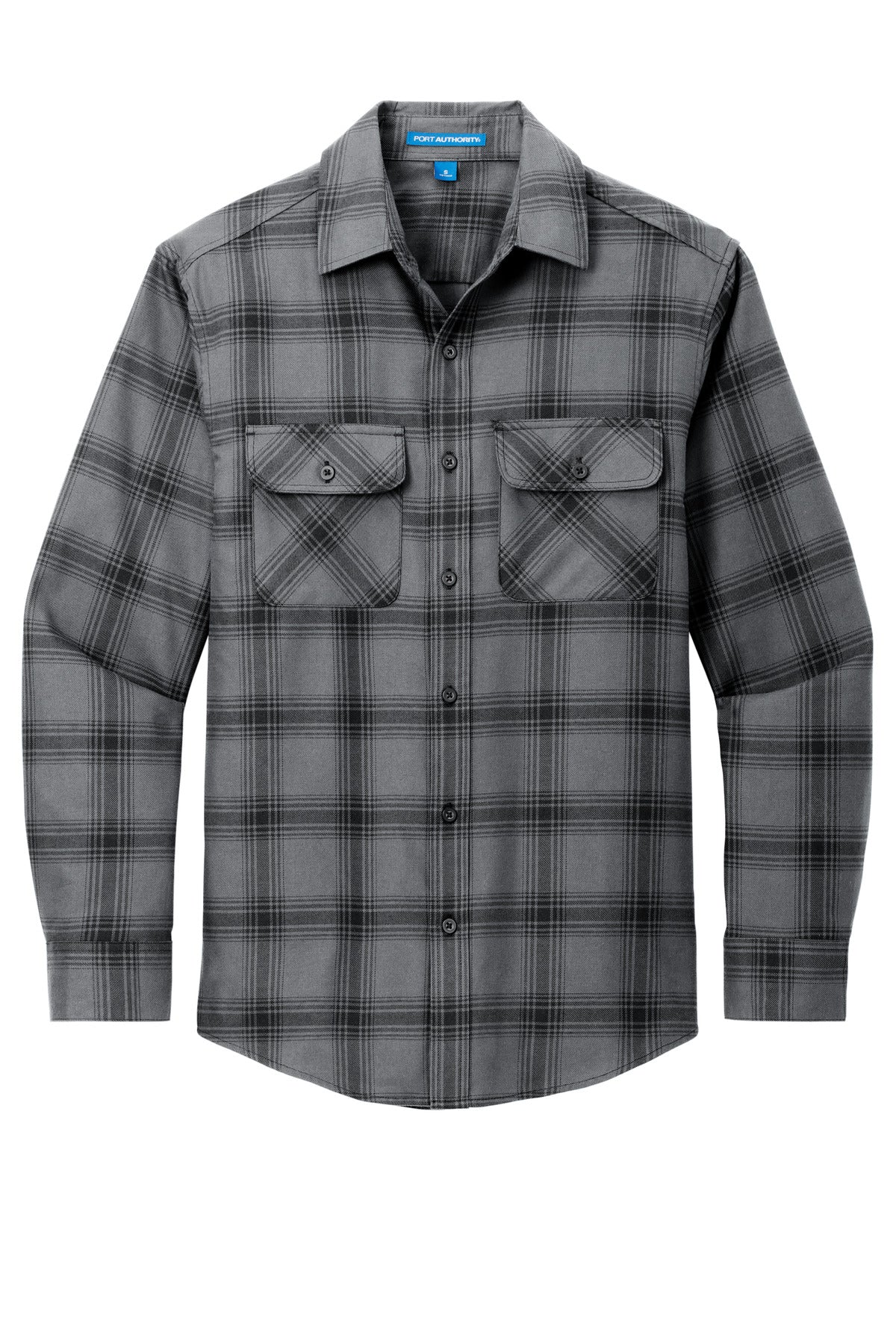 Port Authority Plaid Flannel Shirt. W668 Grey/ Black Open Plaid