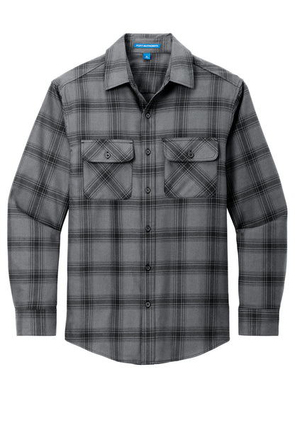 Port Authority Plaid Flannel Shirt. W668 Grey/ Black Open Plaid