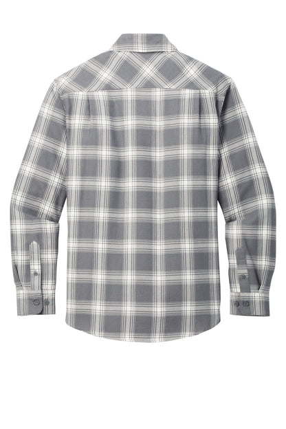 Port Authority Plaid Flannel Shirt. W668 Grey/ Cream Open Plaid