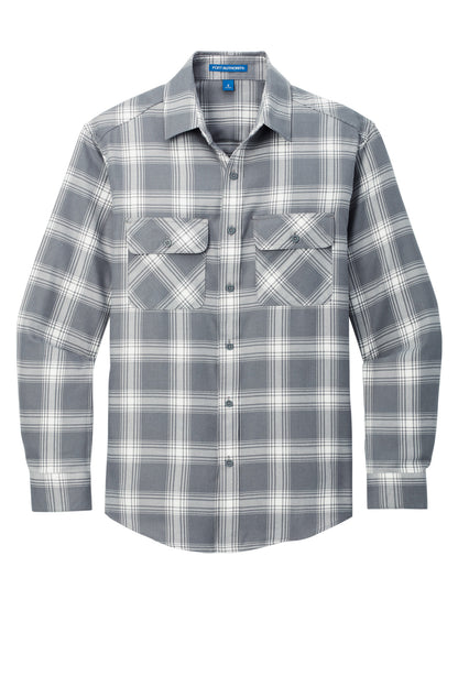 Port Authority Plaid Flannel Shirt. W668 Grey/ Cream Open Plaid