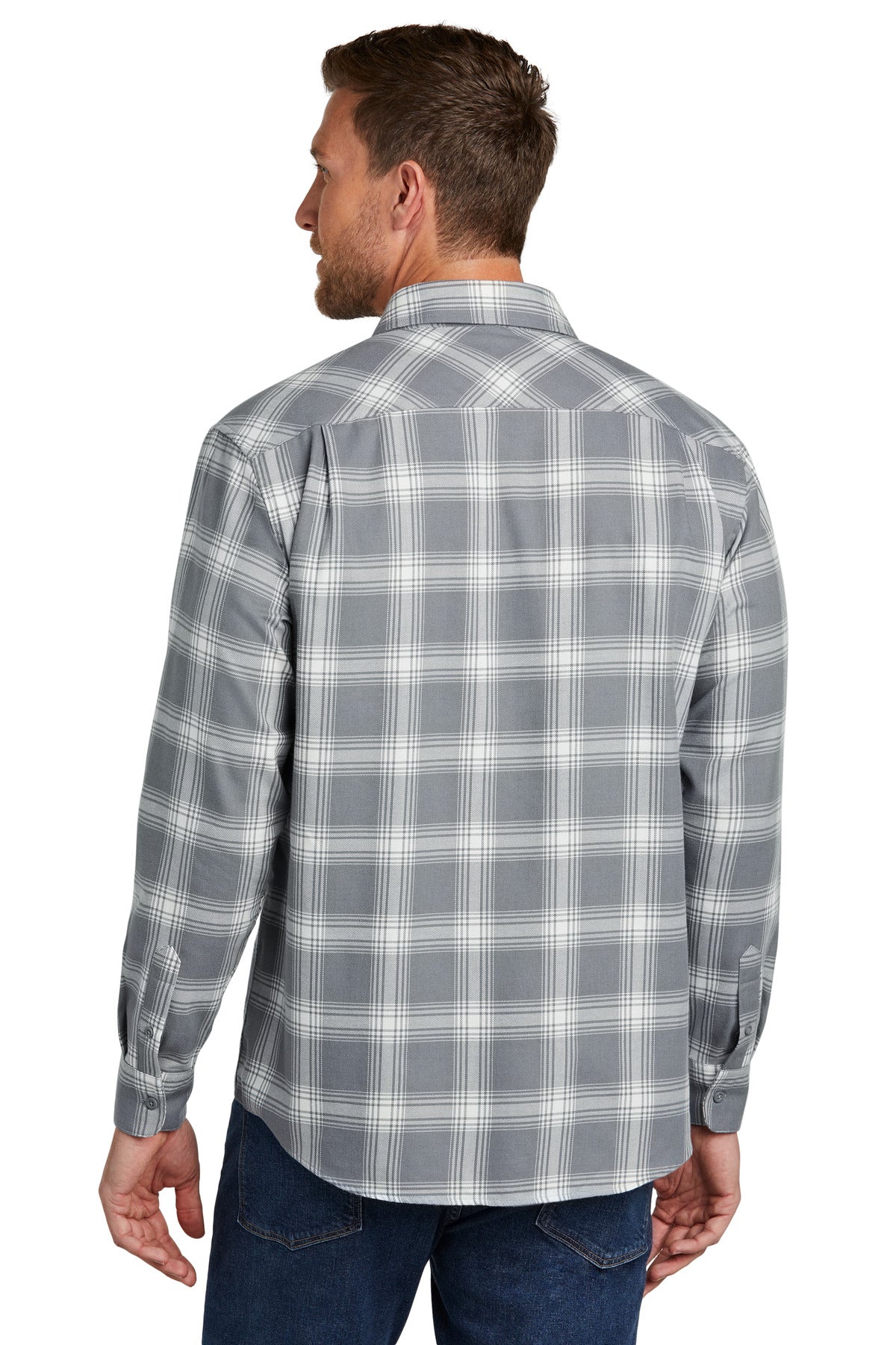 Port Authority Plaid Flannel Shirt. W668 Grey/ Cream Open Plaid