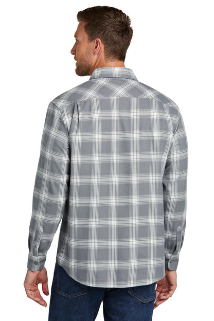 Port Authority Plaid Flannel Shirt. W668 Grey/ Cream Open Plaid