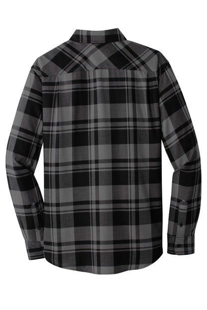 Port Authority Plaid Flannel Shirt. W668 Grey/ Black