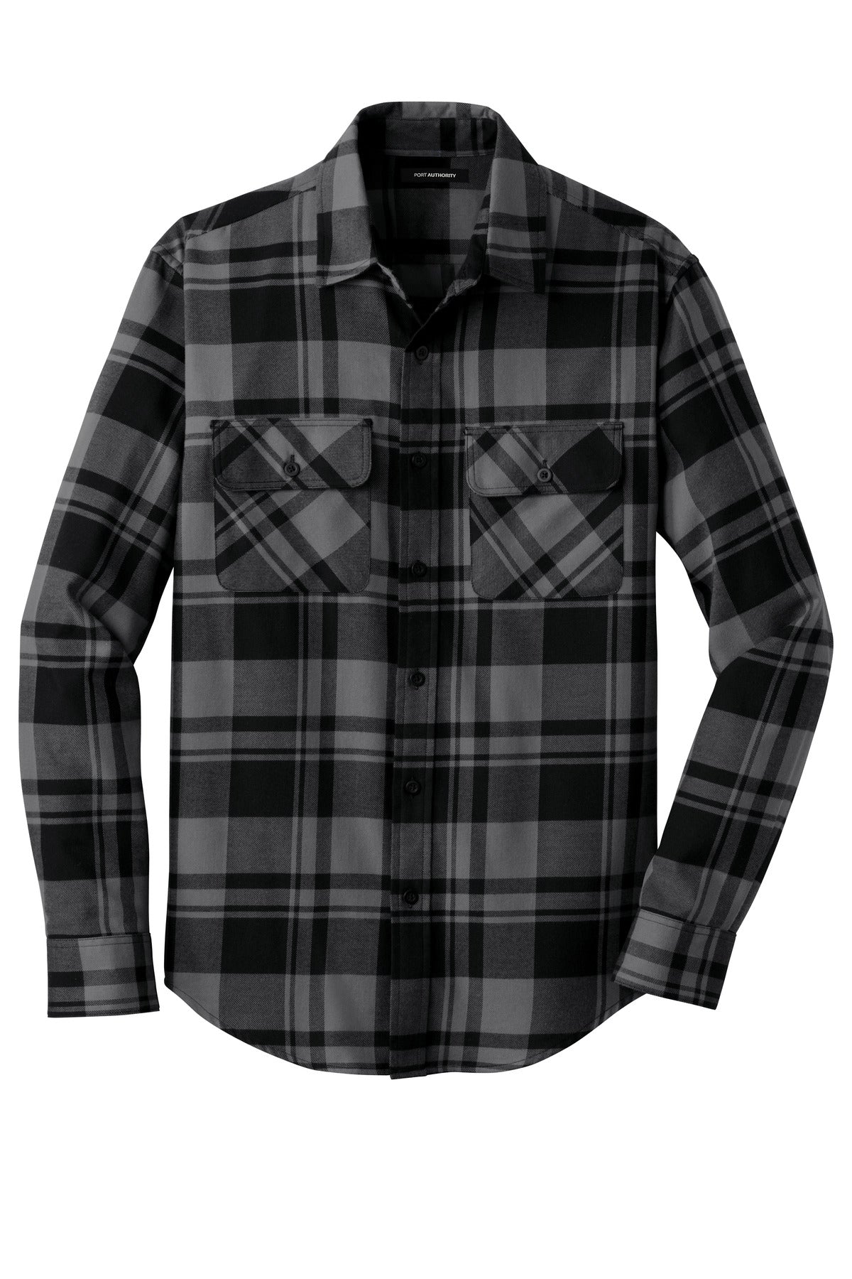 Port Authority Plaid Flannel Shirt. W668 Grey/ Black